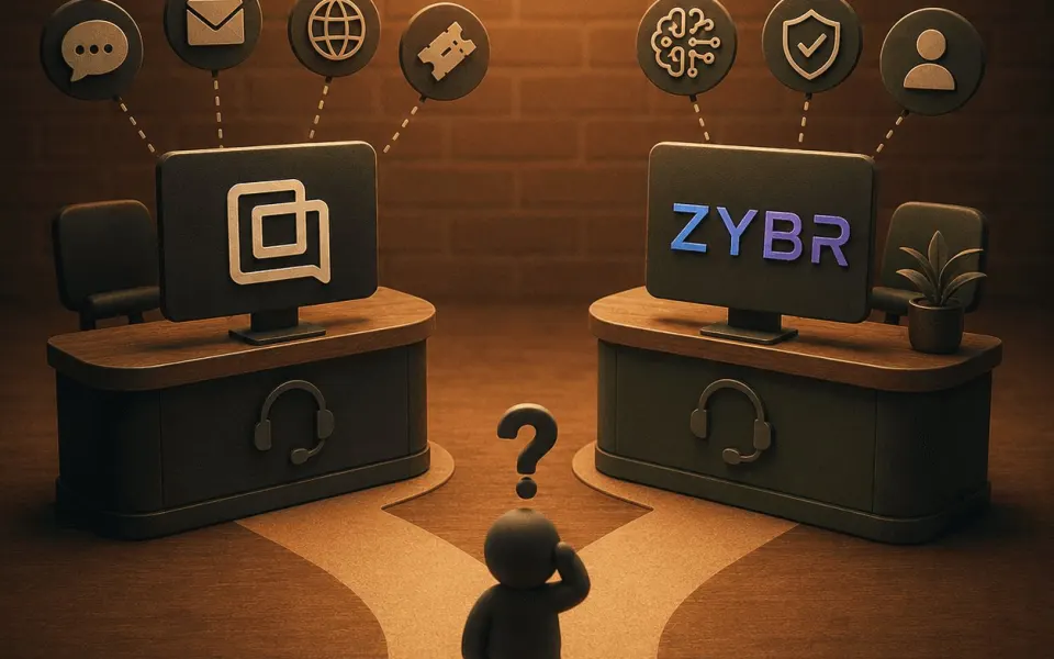 Cover image for the article “Gorgias vs. ZYBR: Which Shopify helpdesk fits which brand?”